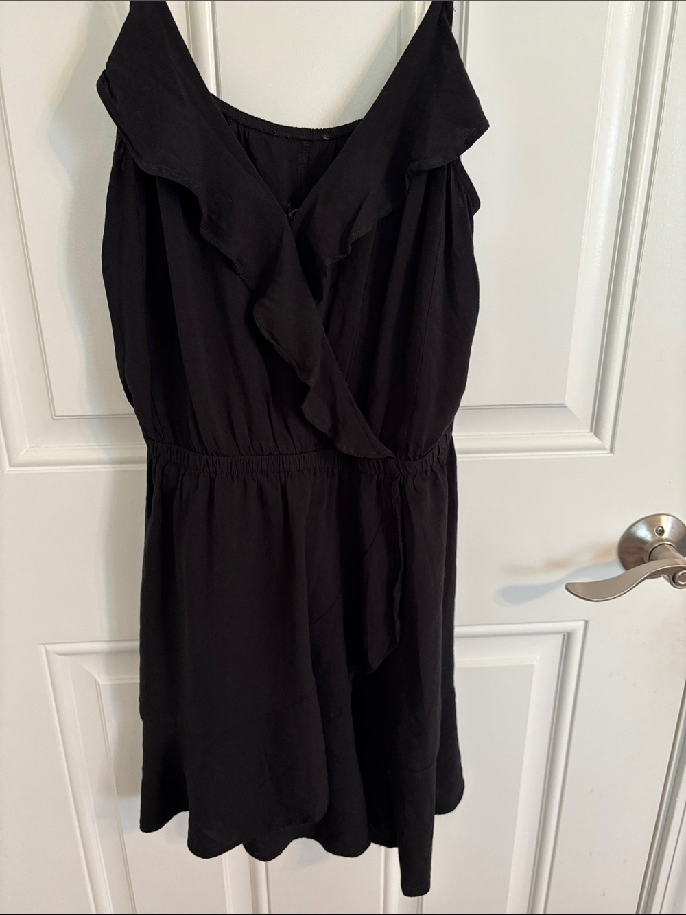 Black Ruffle Wrap Mini Dress - Women's Sleeveless Summer Dress